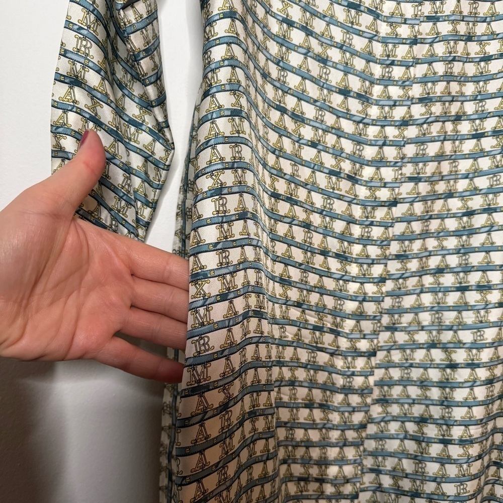 Max Mara Cupido Silk Logo Monogram Shirt Dress Geometric Midi Quiet Luxury - Picture 16 of 16
